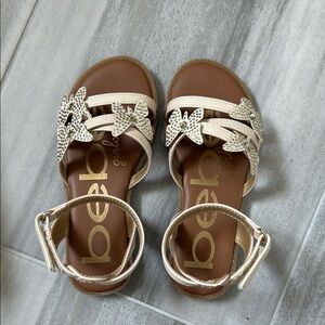 Bebe Cream Sandals with Butterfly Details girl size 13